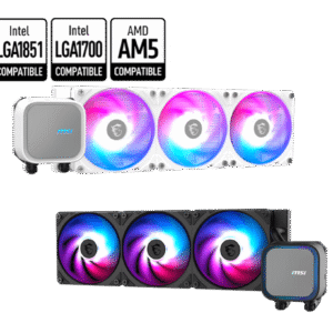 MSI MAG CORELIQUID A13 360 AIO Liquid Cooler – 360mm Radiator. ARGB. CycloBlade Fans. Copper Base. LGA1700/AM5 Support