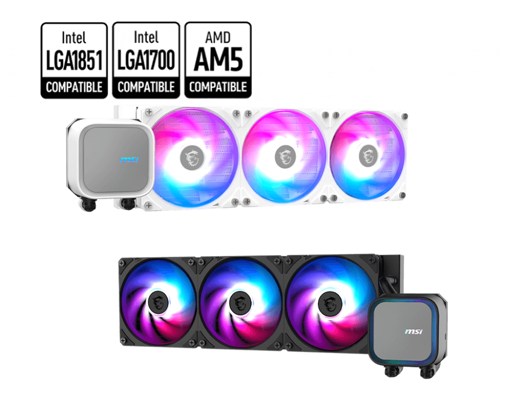 MSI MAG CORELIQUID A13 360 AIO Liquid Cooler – 360mm Radiator. ARGB. CycloBlade Fans. Copper Base. LGA1700/AM5 Support