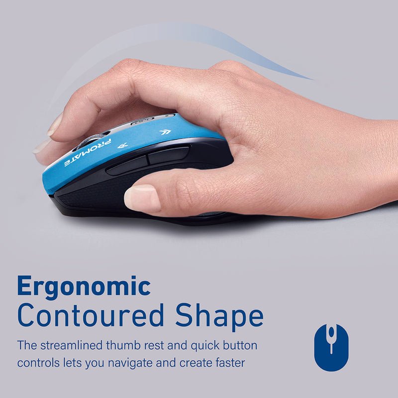 Promate Cursor EZGrip™ Ergonomic Wireless Mouse – 800/1200/1600 DPI. Nano USB Receiver. 10m Range. Sleep Mode:圖片 15