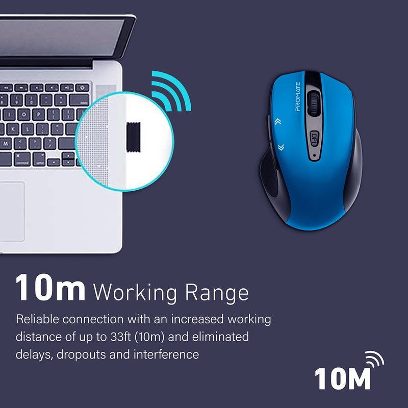 Promate Cursor EZGrip™ Ergonomic Wireless Mouse – 800/1200/1600 DPI. Nano USB Receiver. 10m Range. Sleep Mode:圖片 16