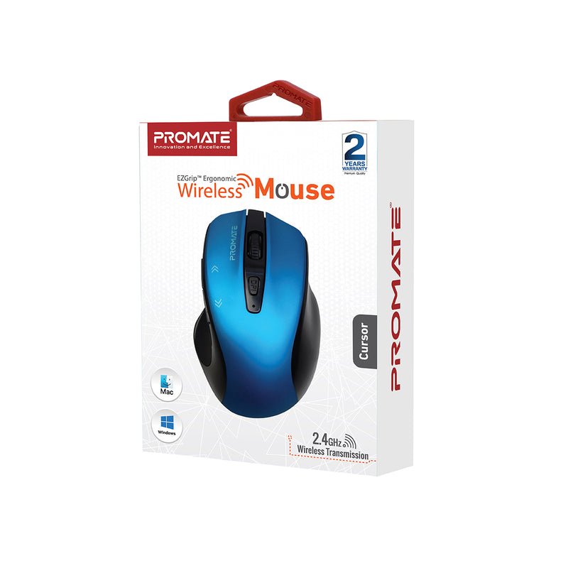 Promate Cursor EZGrip™ Ergonomic Wireless Mouse – 800/1200/1600 DPI. Nano USB Receiver. 10m Range. Sleep Mode:圖片 20