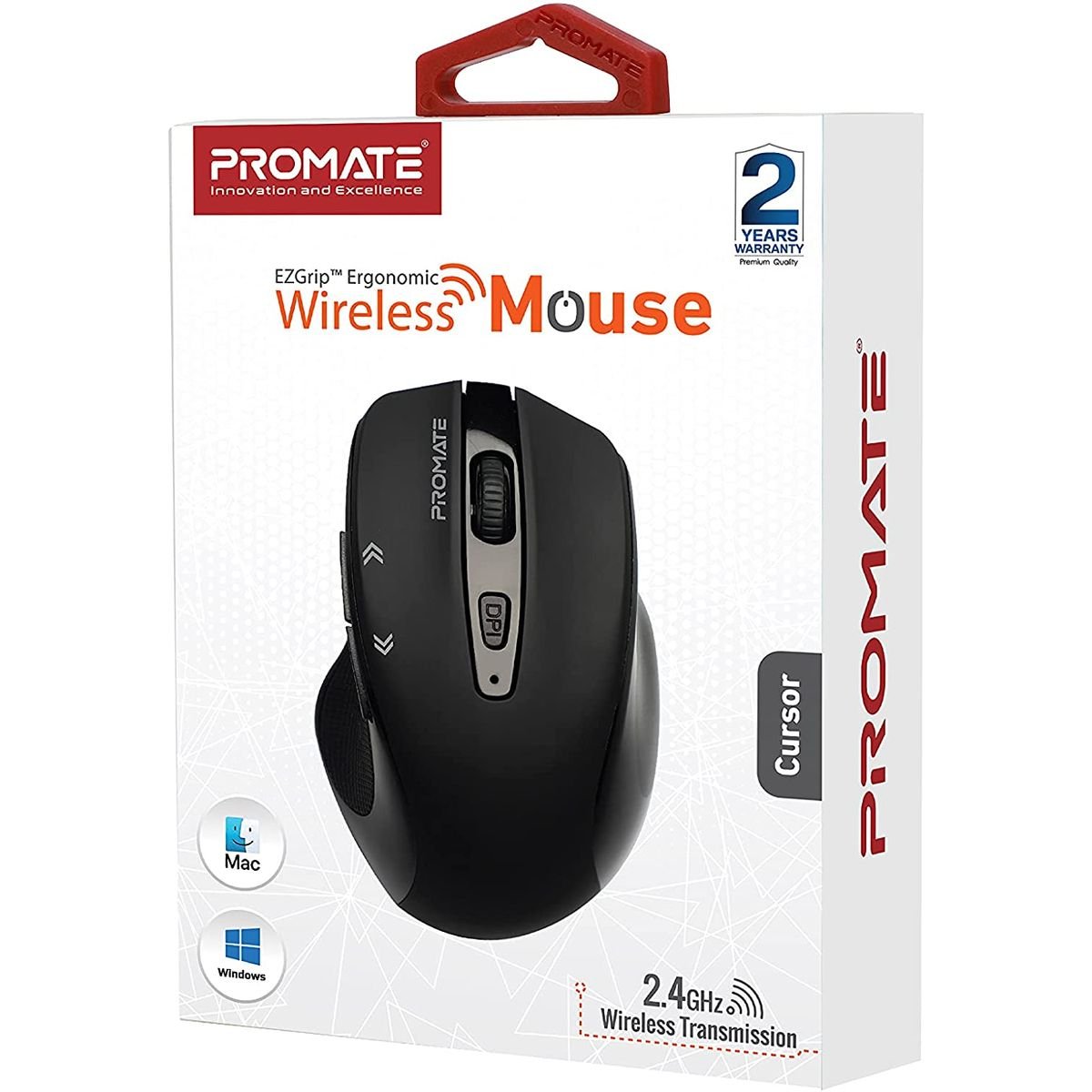 Promate Cursor EZGrip™ Ergonomic Wireless Mouse – 800/1200/1600 DPI. Nano USB Receiver. 10m Range. Sleep Mode:圖片 13