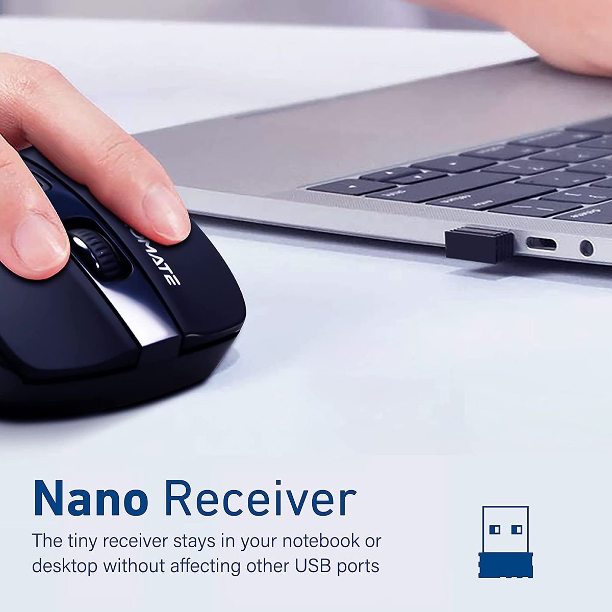 Promate Cursor EZGrip™ Ergonomic Wireless Mouse – 800/1200/1600 DPI. Nano USB Receiver. 10m Range. Sleep Mode:圖片 11