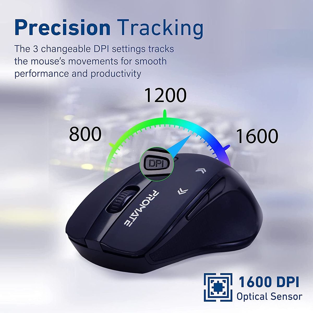 Promate Cursor EZGrip™ Ergonomic Wireless Mouse – 800/1200/1600 DPI. Nano USB Receiver. 10m Range. Sleep Mode:圖片 10