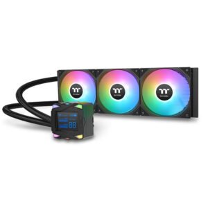 Thermaltake LA360-S ARGB Sync 360 mm AIO Liquid Cooler – 2.4″ Segment LCD. Gaming Water Block. 3× 120 mm ARGB Fans. Daisy-Chain Design